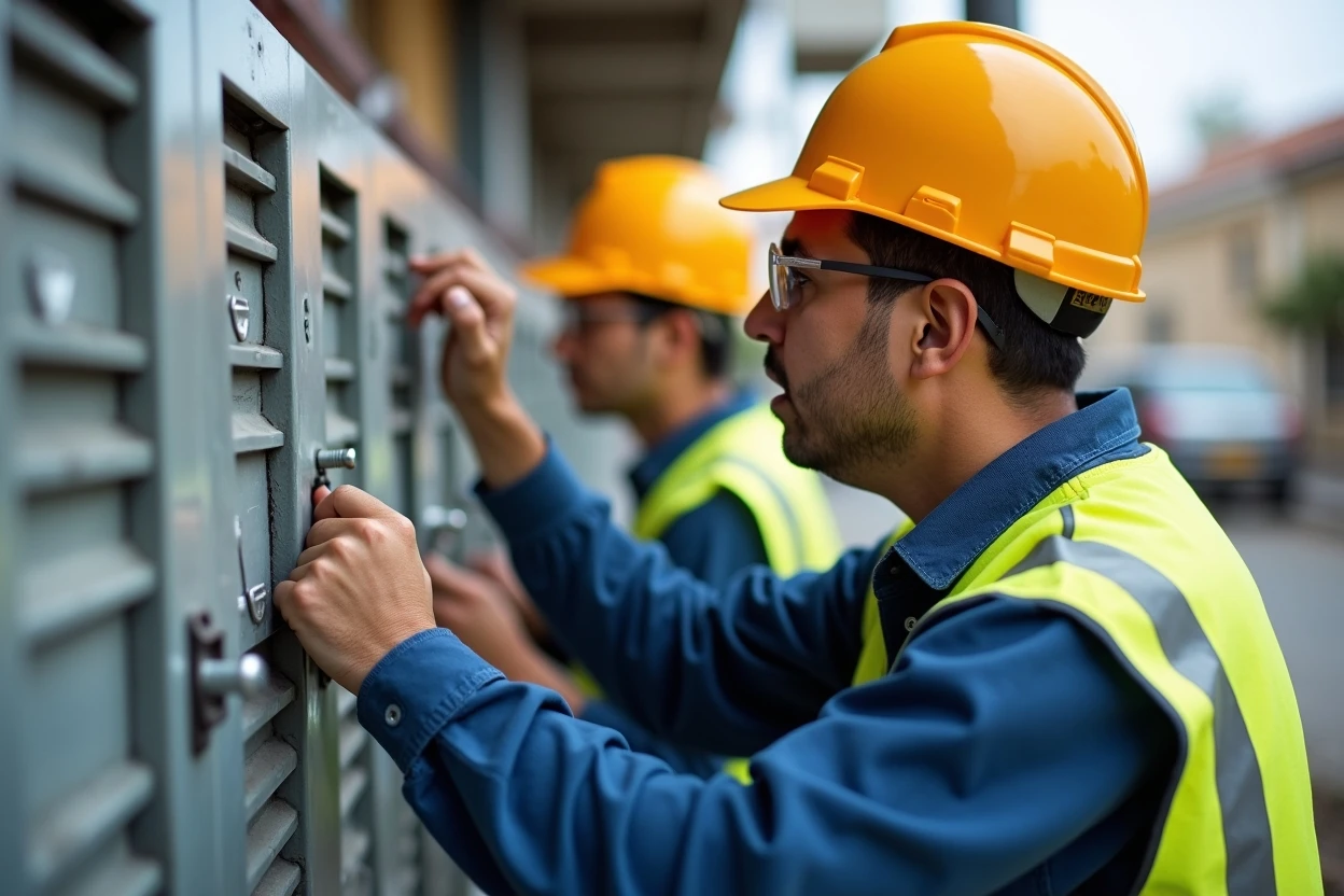 Técnico revisando tablero eléctrico doméstico